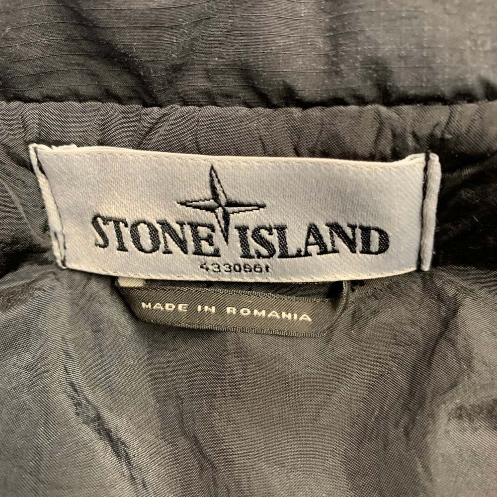 STONE ISLAND Black Cotton Blend Double Breasted Coat - Picture 5 of 11